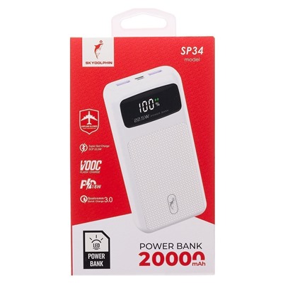 Внешний аккумулятор SKYDOLPHIN SP34 22,5W 20000mAh Micro/Type-C/USB*2/Type-C (white)