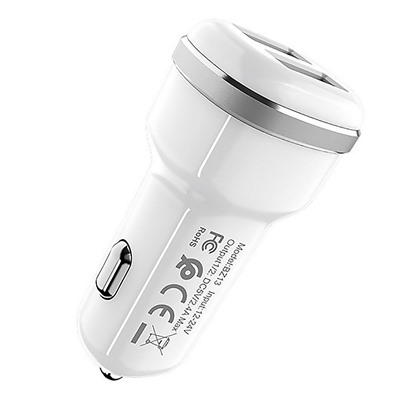 Адаптер Автомобильный Borofone BZ13 Extreme 2USB/5V/2.4A (повр. уп.) (white)