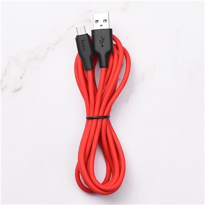 Кабель USB - micro USB Hoco X21 Plus (silicone)  100см 2,4A  (red/black)