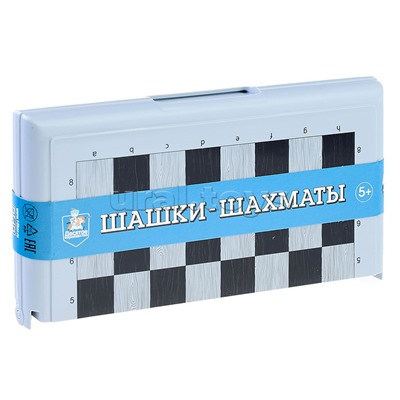 Игра настольная "Шашки-Шахматы" в пласт.коробке (мал, сер)