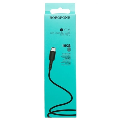 Кабель USB - Type-C Borofone BX16 Easy  100см 3A  (black)