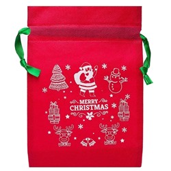 Подарочная упаковка - новогодний мешок New Year 02 (15x22cm) (red) (001)