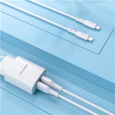 Кабель USB - Apple lightning Borofone BX48 (повр. уп)  100см 2,4A  (white)