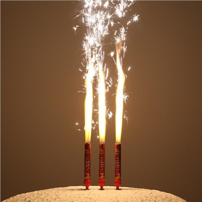 Свечи фонтаны для торта "С Новым Годом!", 12,5 см, 30 сек, 3 шт