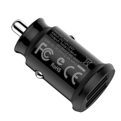 Адаптер Автомобильный Borofone BZ8 MaxRide 2USB/5V/2.4A (black)