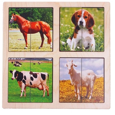 Картинки-половинки "Домашние животные" (2 планшета)