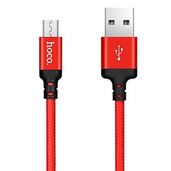 Кабель USB - micro USB Hoco X14 Times Speed (повр. уп)  200см 2A  (red/black)