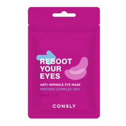 Consly Патчи тканевые антивозрастные - Eyes reboot peptides & Q10 anti-wrinkle eye mask, 30шт