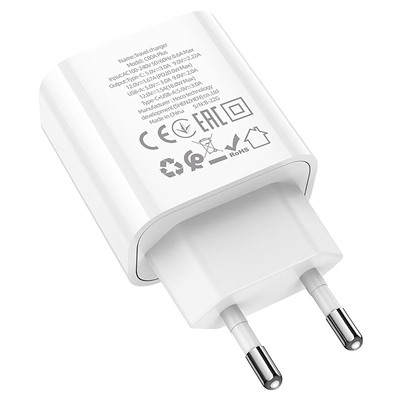 Адаптер Сетевой Hoco C80A Plus Rapido PD USB/Type-C 20W (white)