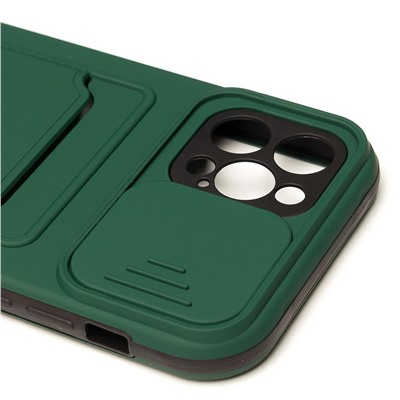 Чехол-накладка - PC066 с картхолдером (360) для "Apple iPhone 12 Pro" (green/black) (206989)