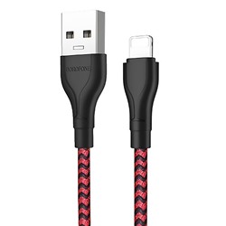 Кабель USB - Apple lightning Borofone BX39 Beneficial  100см 2,4A  (black/red)