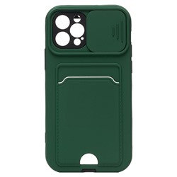 Чехол-накладка - PC066 с картхолдером (360) для "Apple iPhone 12 Pro" (green/black) (206989)