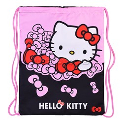 Мешок для обуви "Hello Kitty" 1 отделение, 350*430 мм, полиэстер, петля для подвеса, карман с молнией на оборотной стороне