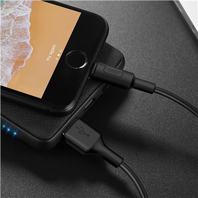 Кабель USB - Apple lightning Hoco X25  100см 2A  (black)