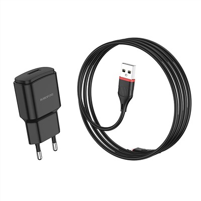 Адаптер Сетевой с кабелем Borofone BA48A Orion USB 2,1A/10W (USB/Lightning) (black)
