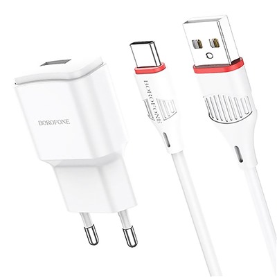 Адаптер Сетевой с кабелем Borofone BA48A Orion USB 2,1A/10W (USB/Type-C) (white)