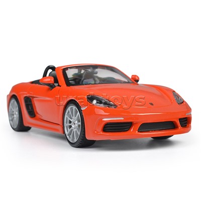 Машинка die-cast Porsche 718 Boxster, 1:24, оранжевая, открывающиеся двери