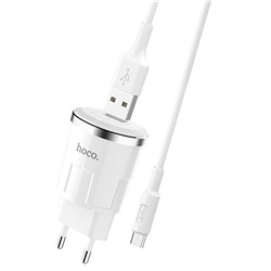 Адаптер Сетевой с кабелем Hoco C37A USB 2,4A/10W (USB/Micro USB) (white)