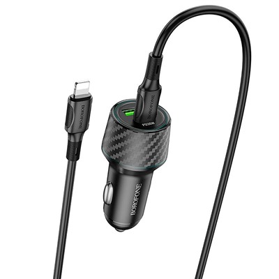 Адаптер Автомобильный Borofone BZ21 Brilliant PD/QC3.0 48W USB/Type-C (Type-C/Lightning) (black carbon)