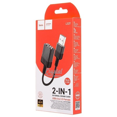 Адаптер Hoco LS37 Spirit 2-in-1 USB to 3.5mm (black)