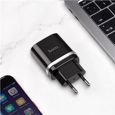 Адаптер Сетевой Hoco C12Q QC3.0 USB 3A/18W (black)