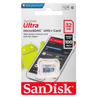 Карта флэш-памяти MicroSD 32 Гб SanDisk Ultra UHS-I без адаптера (100 Mb/s) (205131)