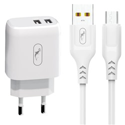 Адаптер Сетевой с кабелем SKYDOLPHIN SC22EBT (повр. уп.) 2USB 2,1A/10W (USB/Type-C) (white)