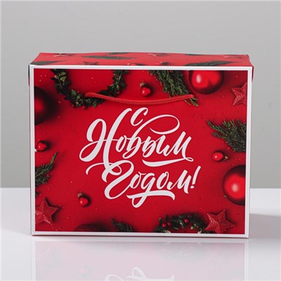 Пакет—коробка «Счастья в новом году!», 23 х18 х11 см