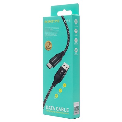 Кабель USB - Type-C Borofone BX56 (повр. уп)  100см 3A  (black)