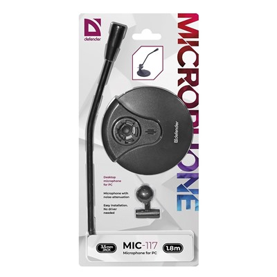 Микрофон Defender MIC-117 конденсаторный, настольный (black)