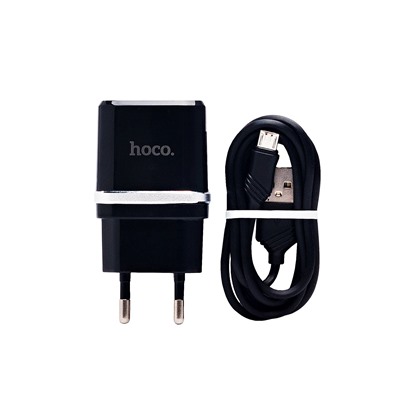 Адаптер Сетевой с кабелем Hoco C11 Smart single Q0.3 USB 1A/ (USB/Micro USB) (black)