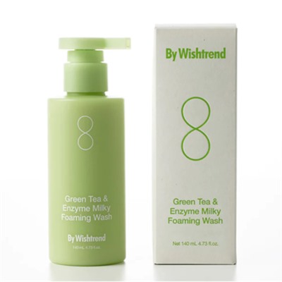 By Wishtrend Пенка очищающая энзимная с зелёным чаем - Green tea & enzyme milky foaming wash, 140мл