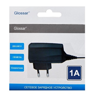 ЗУ Сетевое Glossar micro USB 1A/5W (Micro USB) (black)