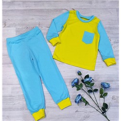 Арт. ПЖ-ДК/4 Домашний костюм для девочек и мальчиков. Цвет: голубой/желтый. Размер с 74-152