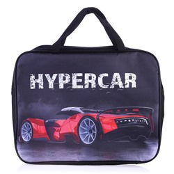 Папка школьника А4 с ручками + твердое дно, широкая, ткань, дизайн "Hypercar"