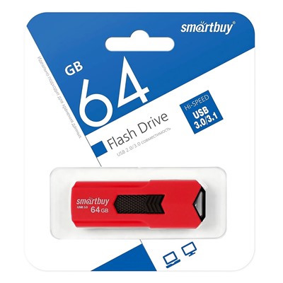 Флэш накопитель USB 64 Гб Smart Buy STREAM 3.0 (red)