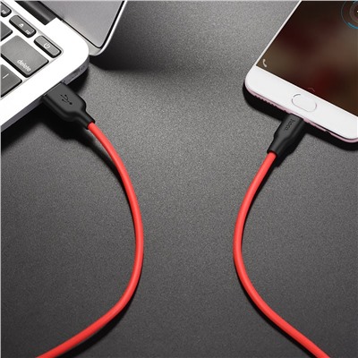 Кабель USB - micro USB Hoco X21 Plus (silicone)  100см 2,4A  (red/black)