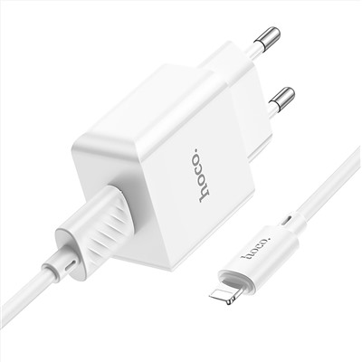 Адаптер Сетевой с кабелем Hoco C106A Leisure USB 2,1A/10W (USB/Lightning) (white)