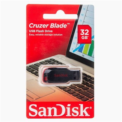 Флэш накопитель USB 32 Гб SanDisk Cruzer Blade (black)