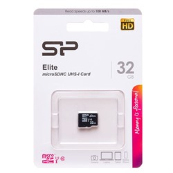 Карта флэш-памяти MicroSD 32 Гб Silicon Power Elite UHS-1, (R/W 85/15 Mb/s) без адаптера (class 10) (black)