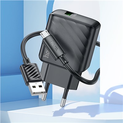 Адаптер Сетевой с кабелем Hoco CS21A Rich QC3.0 USB 18W (USB/Micro USB) (black)