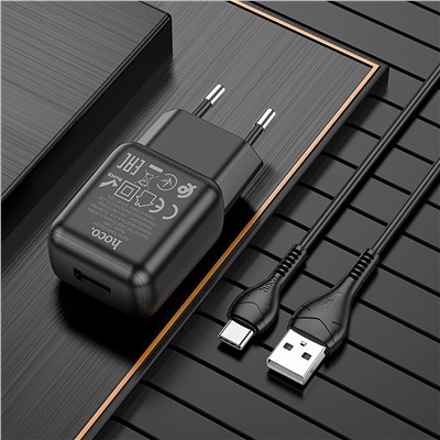 Адаптер Сетевой с кабелем Hoco C96A USB 2,1A/10W (USB/Type-C) (black)