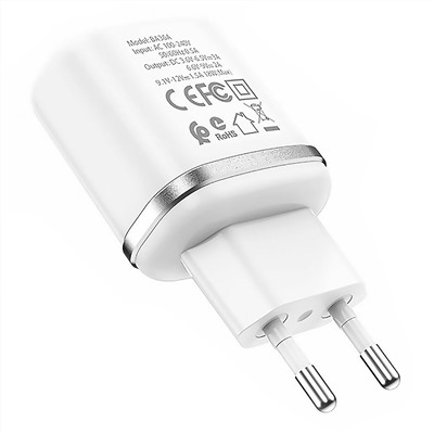 Адаптер Сетевой с кабелем Borofone BA36A High QC3.0 USB 3A/18W (USB/Type-C) (white)