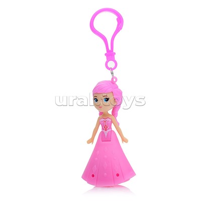 Кукла-брелок "Принцесса со светящимся платьем и наклейками" в ассортименте, в пакете