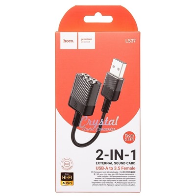 Адаптер Hoco LS37 Spirit 2-in-1 USB to 3.5mm (black)