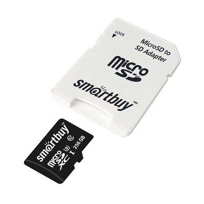 Карта флэш-памяти MicroSD 256 Гб Smart Buy +SD адаптер (class 10) PRO U3