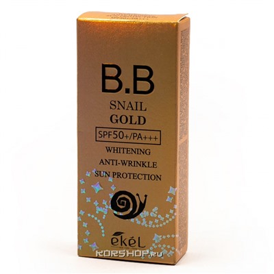 Антивозрастной ВВ крем с муцином улитки и золотом Snail Gold BB Cream SPF 50+/PA+++ Ekel, Корея, 50 мл Акция