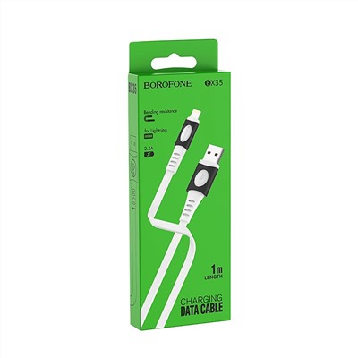 Кабель USB - Apple lightning Borofone BX35 Carib  100см 2,4A  (white)