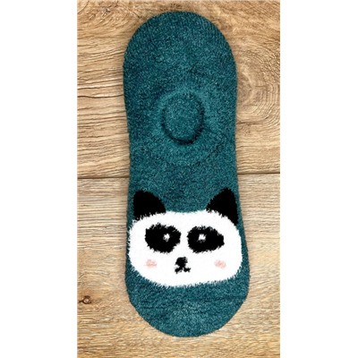 Носки-Тапочки Махровые "Панды" Зеленые