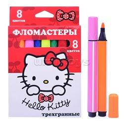 Фломастеры "Hello Kitty" 8 цв., треугольные, в картонной упаковке с европодвесом